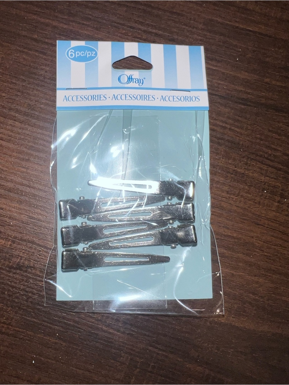Offray Silver Metal Snap Hair Clips - Pack of 6 #606